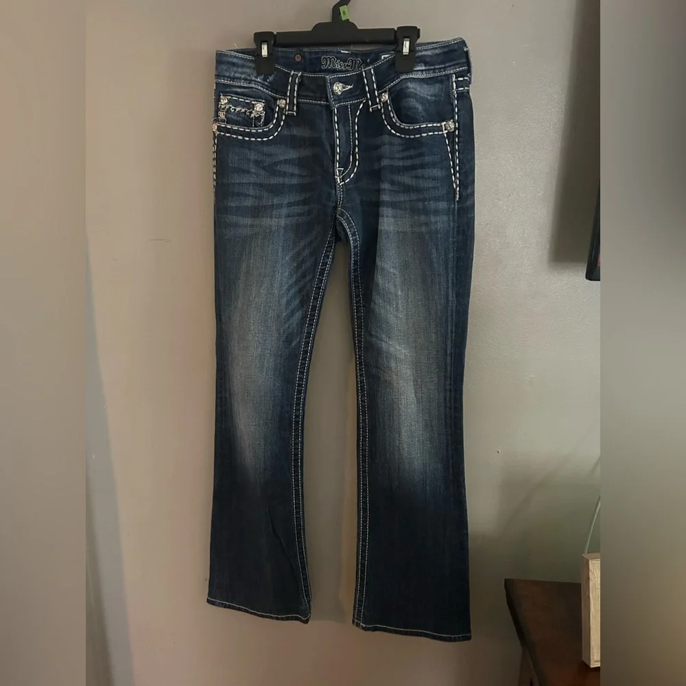 Miss Me Jeans - Cleo Stitched Bootcut - medium blue factory faded Y2K - Picture 3 of 15